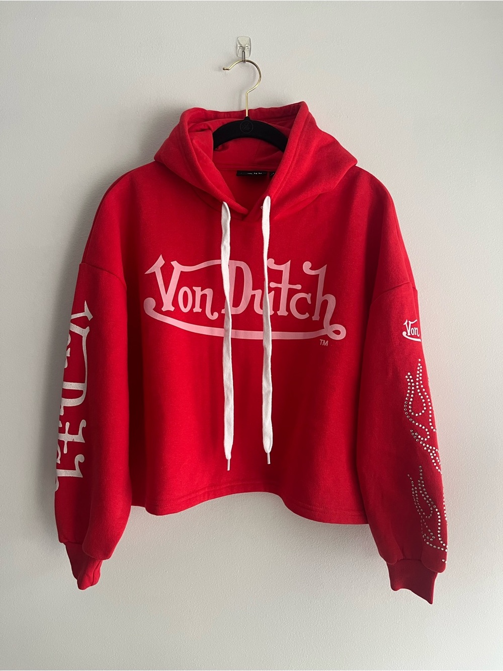 Von Dutch Cropped Red Hoodie NWT